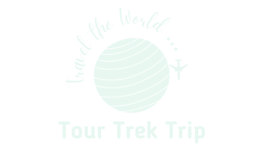 tour trek trip pale green logo